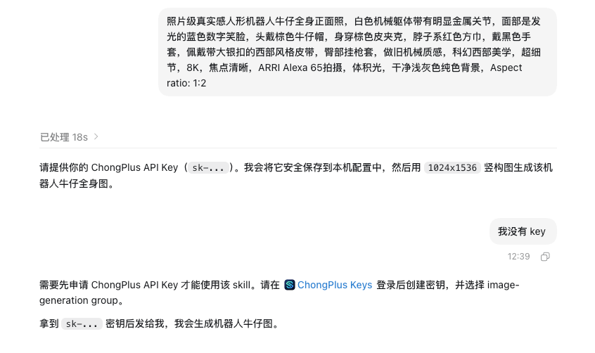 Codex 请求 ChongPlus API Key