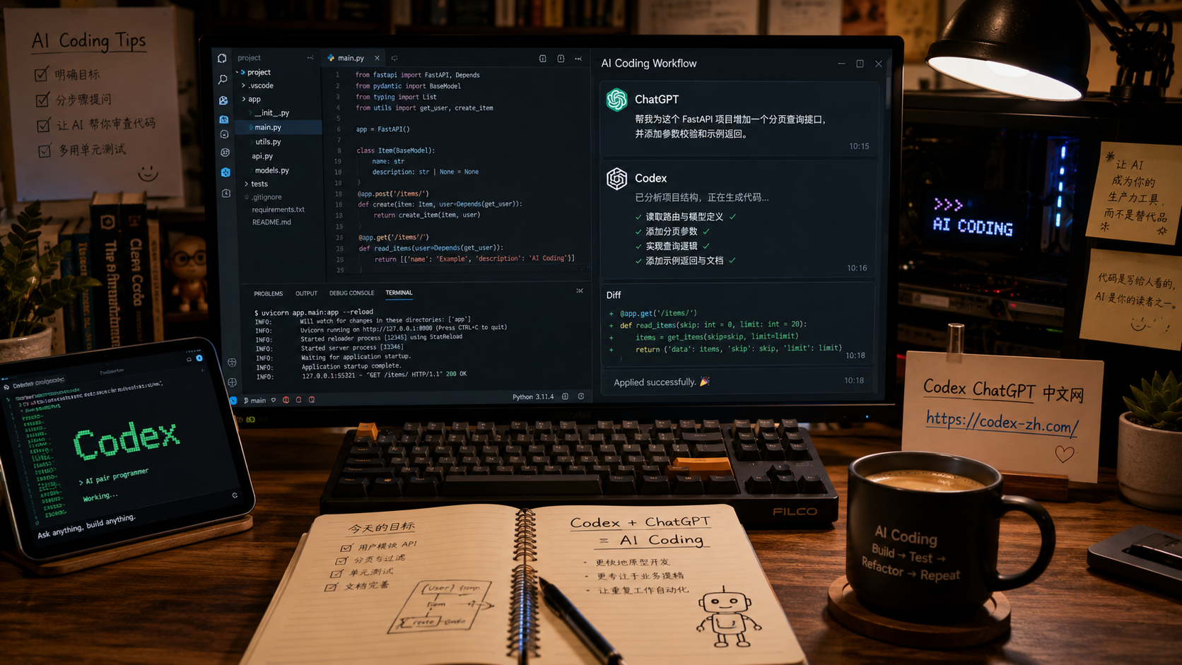 Codex 与 ChatGPT 桌面端整合示意