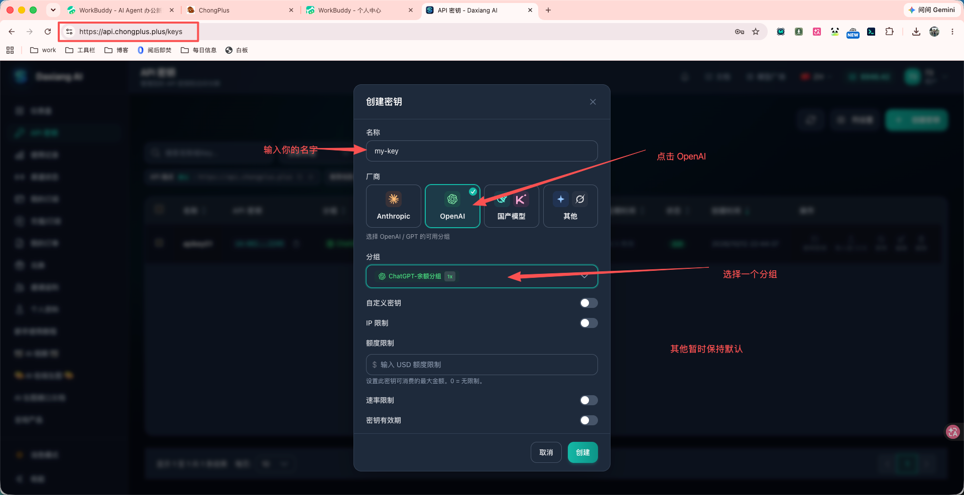 选择 OpenAI 分组